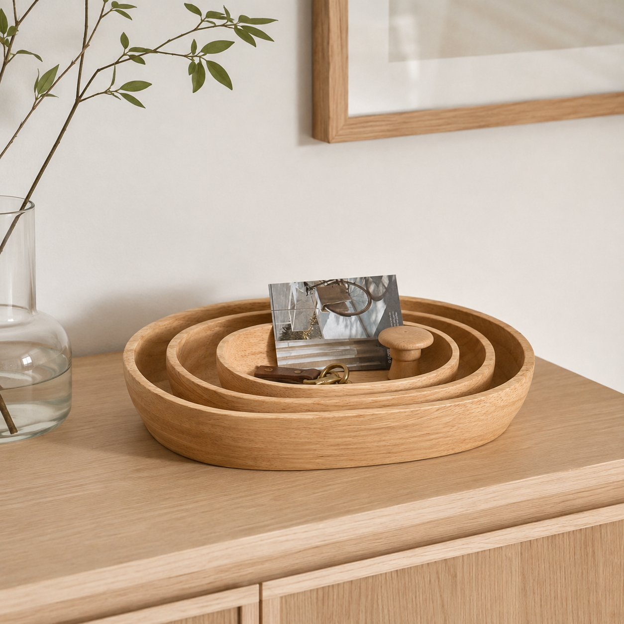 Oval Wooden Catchall Tray | 3 Sizes | Desk Organizer