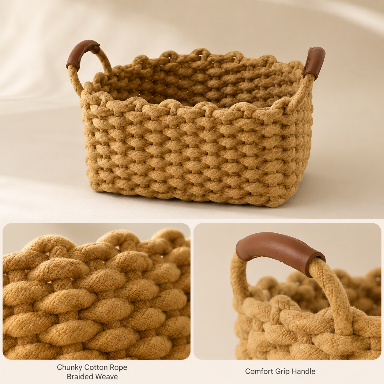 Cotton Rope Storage Basket with Handles | 2 Sizes