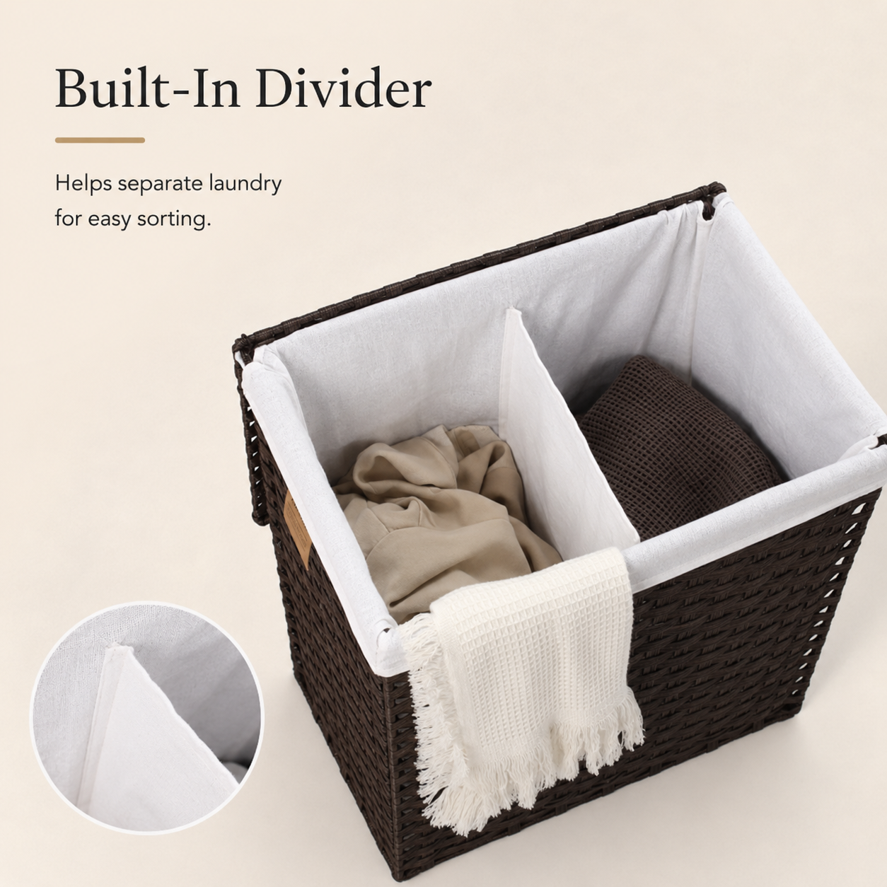 Woven Laundry Hamper with Lid & Divider | 2 Sizes