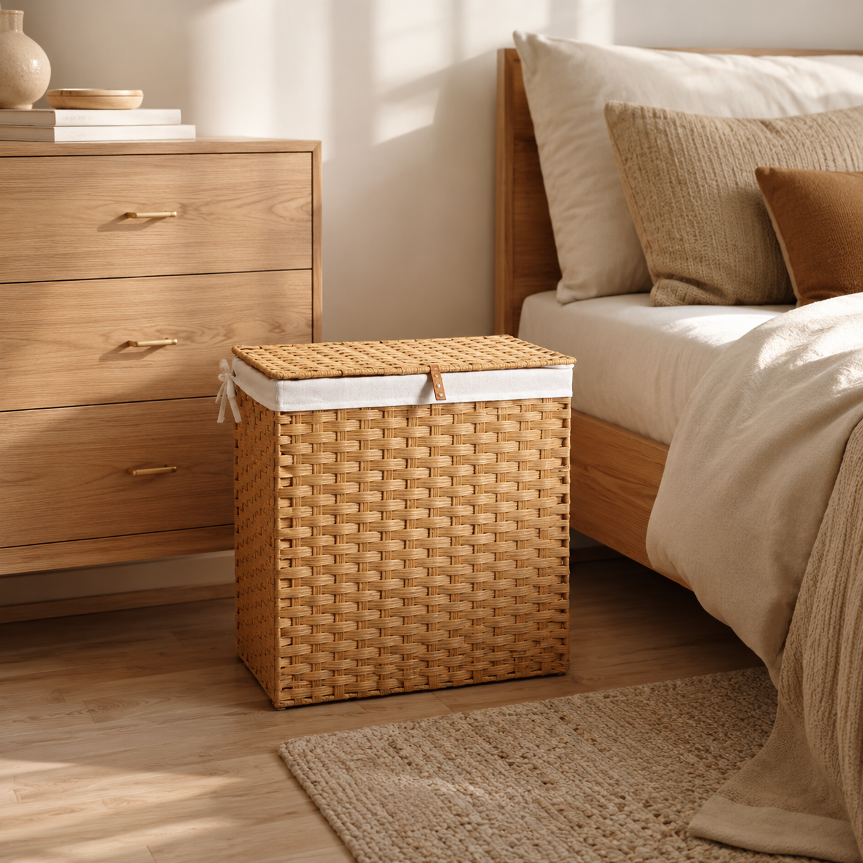 Woven Laundry Hamper with Lid & Divider | 2 Sizes