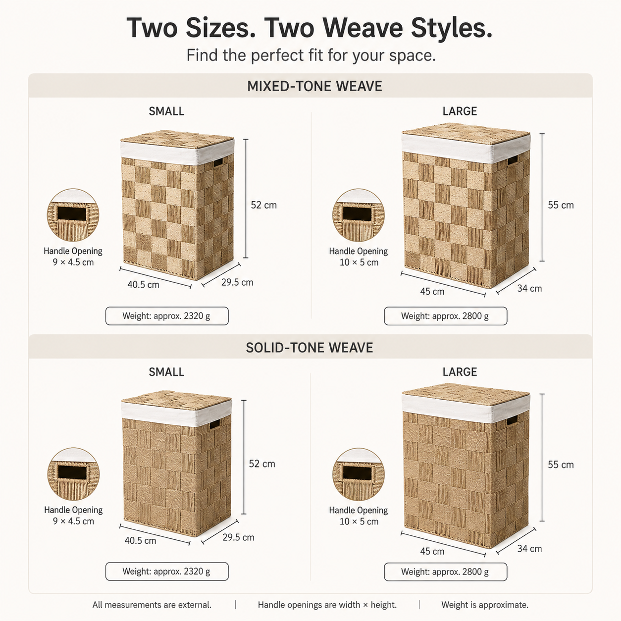 Handwoven Paper Rope Laundry Hamper with Lid & Removable Liner – 2 Sizes