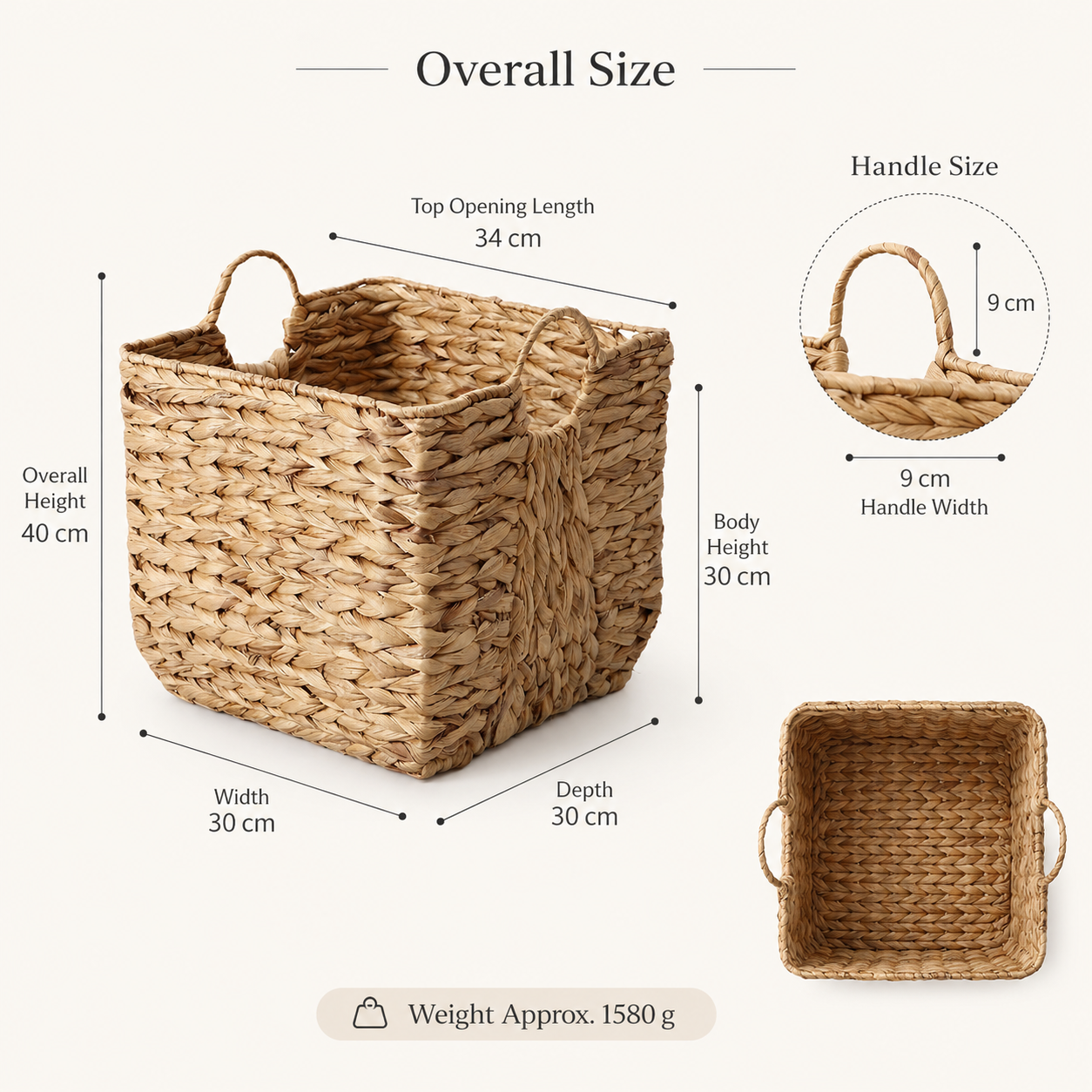 Water Hyacinth Storage Basket with Handles | Woven Baske