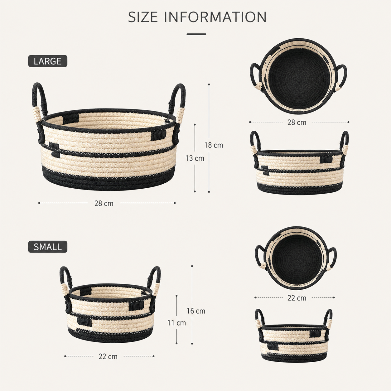 Cotton Rope Storage Basket with Handles | 2 Sizes