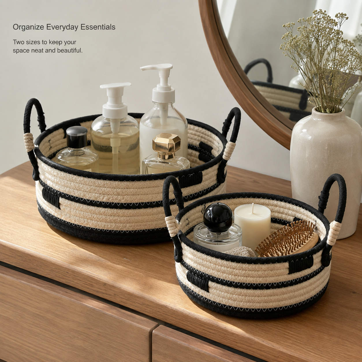 Cotton Rope Storage Basket with Handles | 2 Sizes