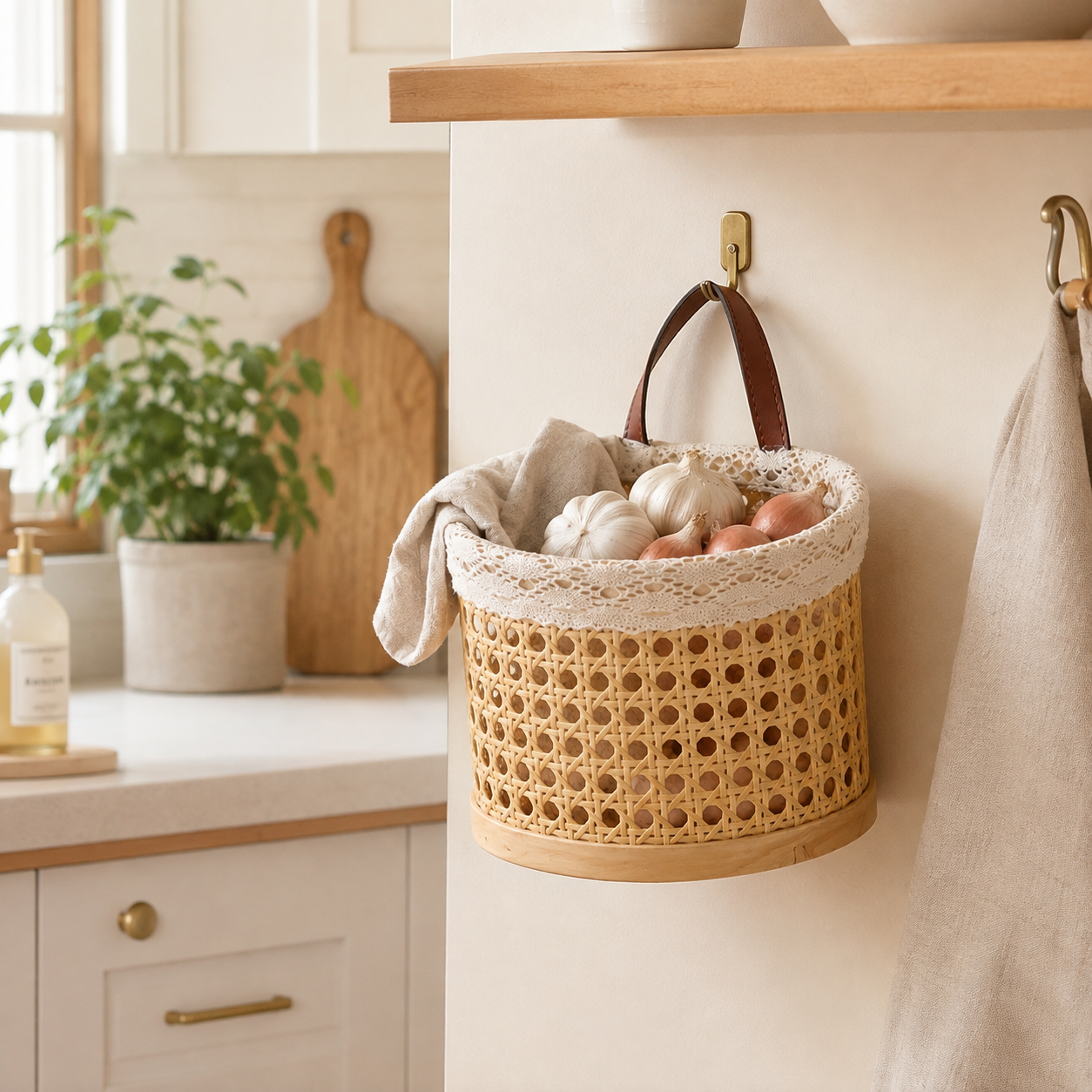 Hanging Woven Storage Basket with Handle | 2 Sizes