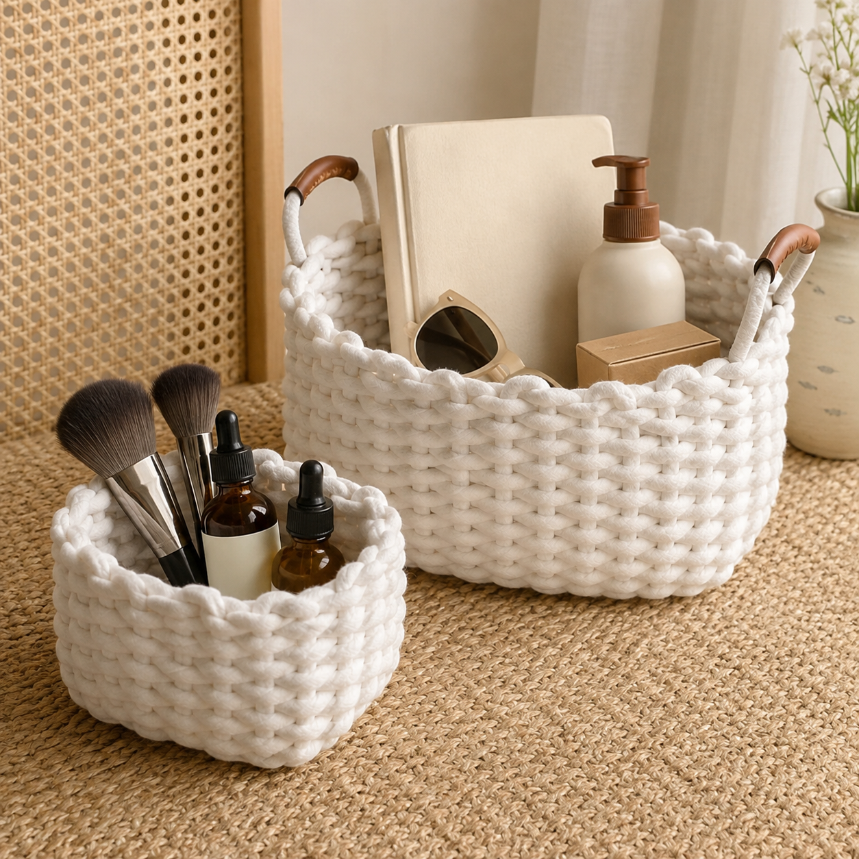 Cotton Rope Storage Basket with Handles | 2 Sizes