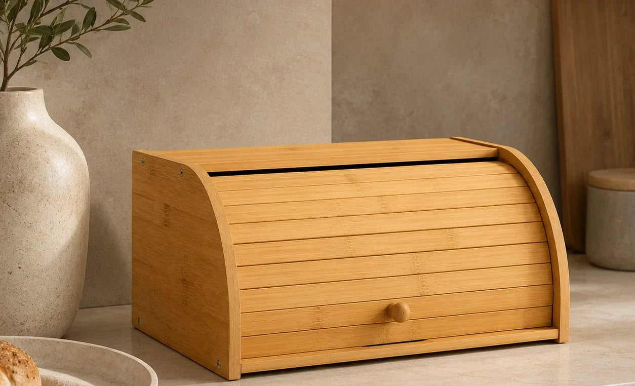 How to Organize a Small Kitchen Counter with a Bamboo Bread Box