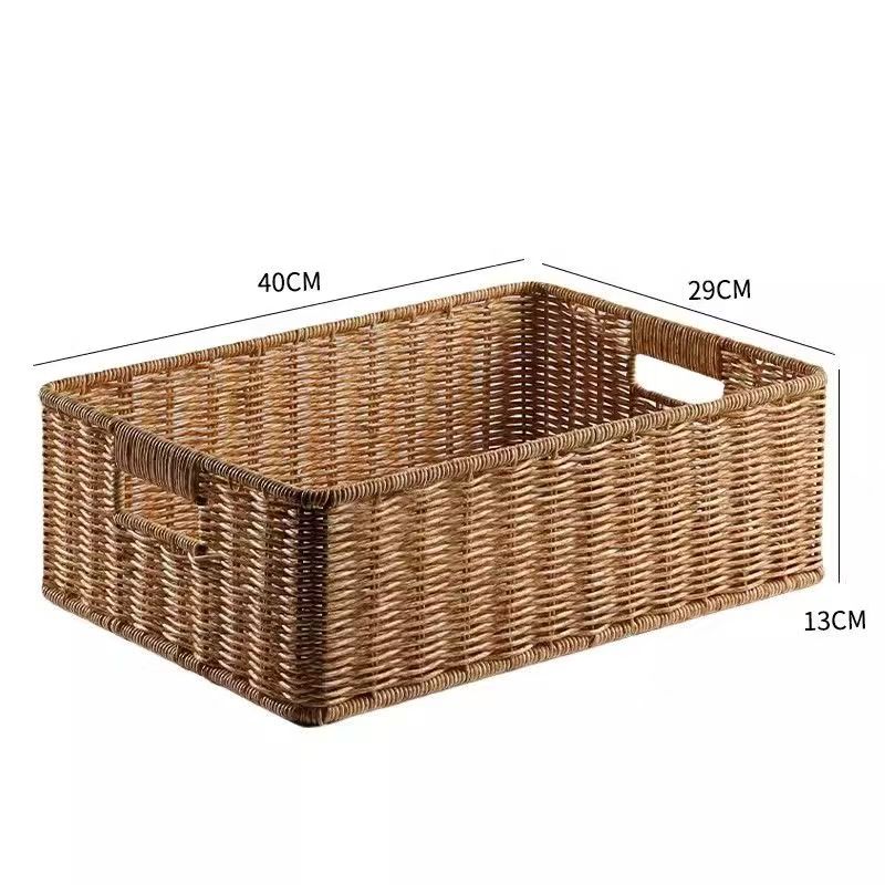 Rectangular Wicker Basket for Shelf Storage alternate angle