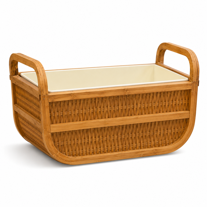 handled woven storage basket product view