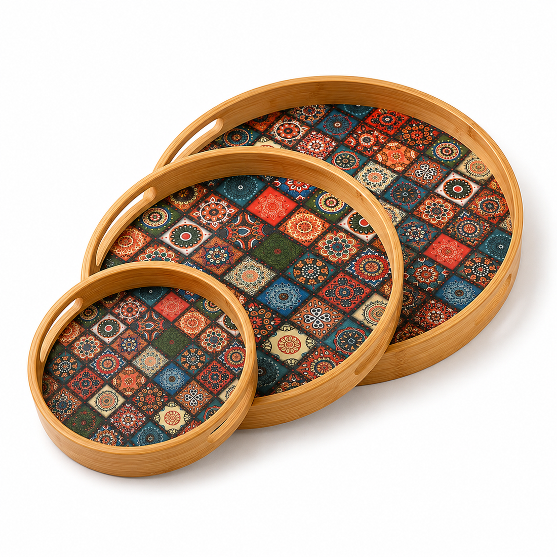 round bamboo serving tray product view