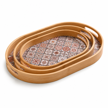 oval bamboo serving tray product view