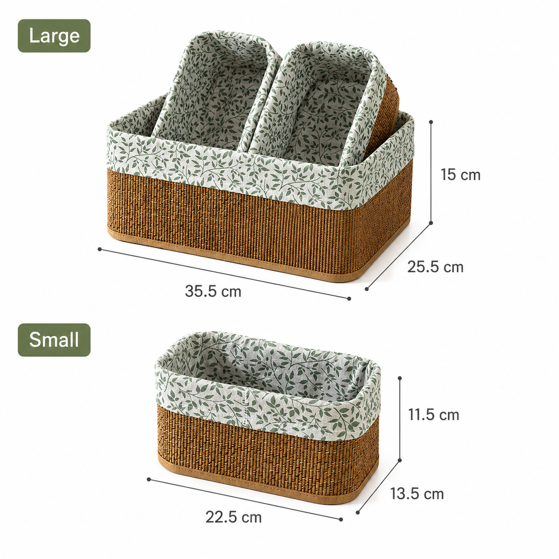 4-Piece Floral Fabric Storage Basket Set alternate angle