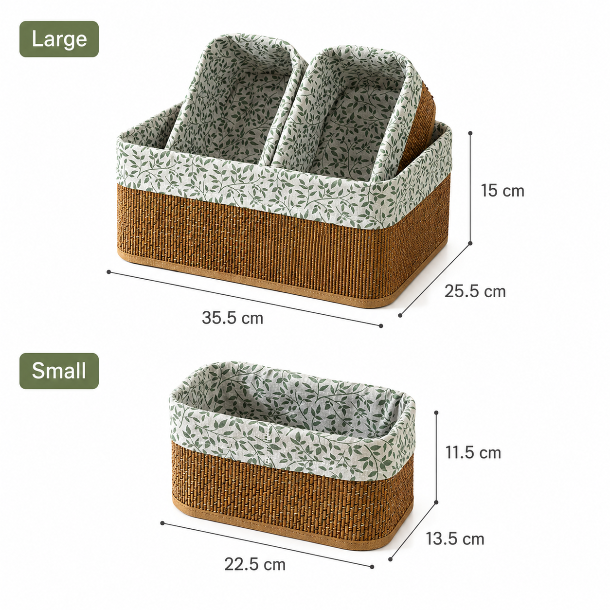 4-Piece Floral Fabric Storage Basket Set alternate angle