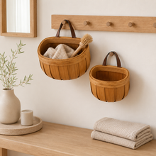 Bamboo Hanging Storage Basket close-up texture