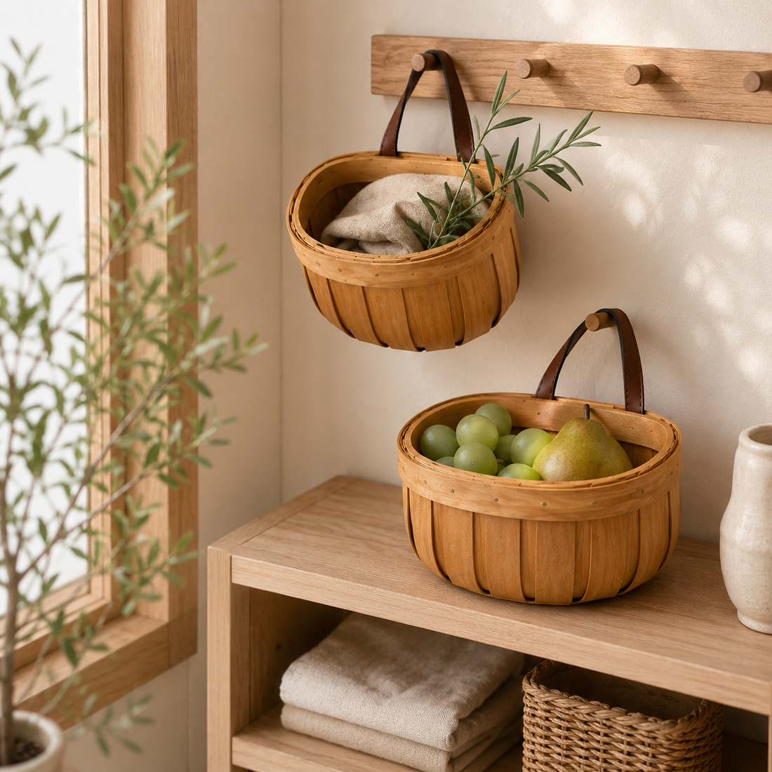 Bamboo Hanging Storage Basket grouped product view
