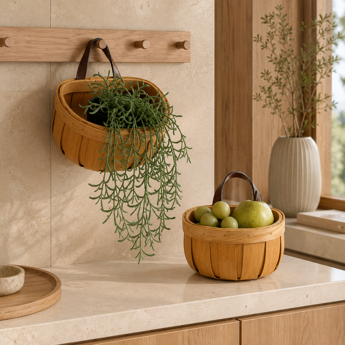 bamboo hanging storage basket product view