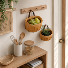 Bamboo Hanging Storage Basket woven detail view