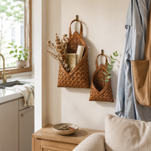 Bamboo Wall Hanging Basket Set for Natural Storage tabletop or shelf display