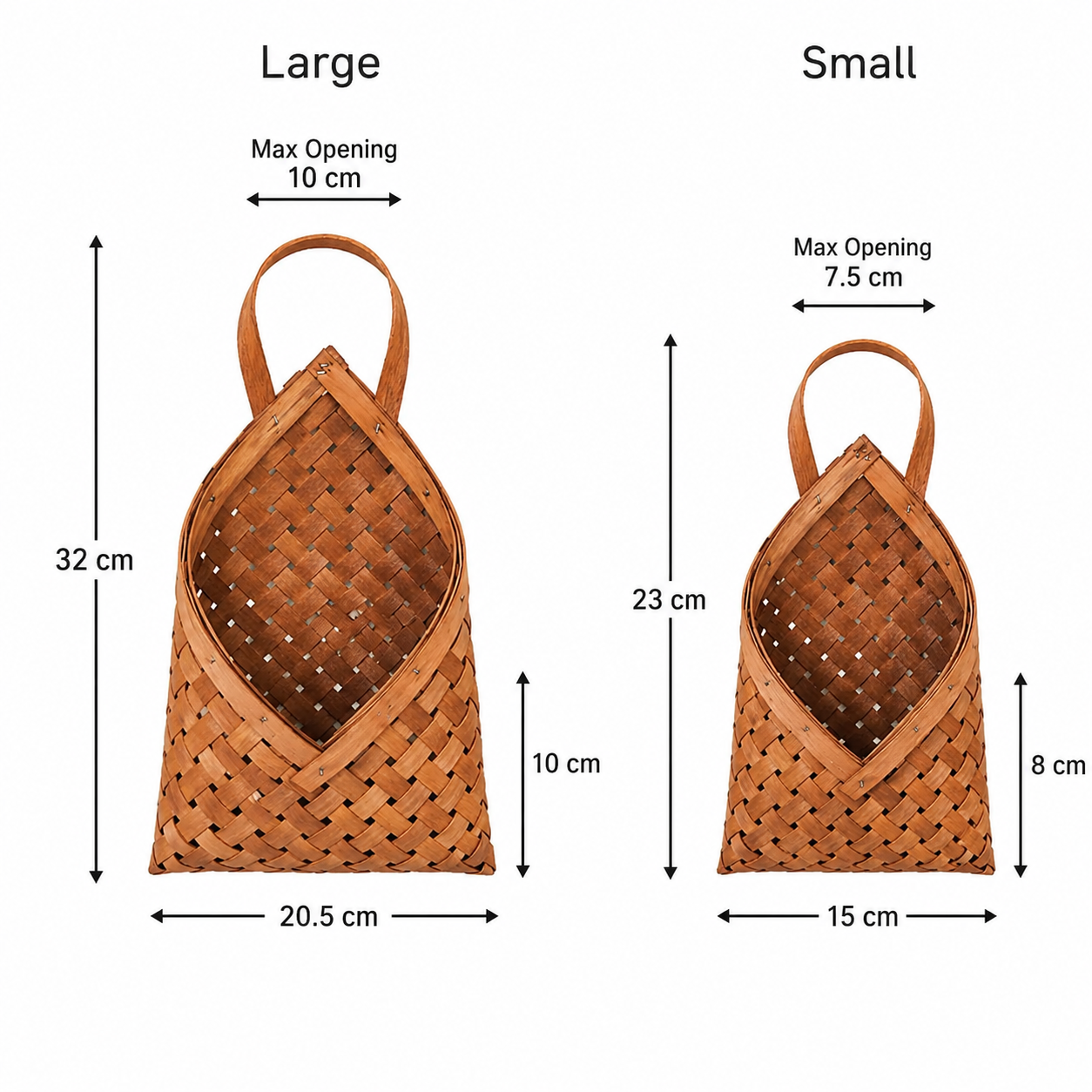 Bamboo Wall Hanging Basket Set for Natural Storage woven detail view