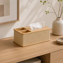 Bamboo Tissue Box Cover for Bathroom and Vanity tabletop or shelf display