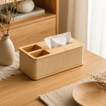 Bamboo Tissue Box Cover for Bathroom and Vanity close-up texture