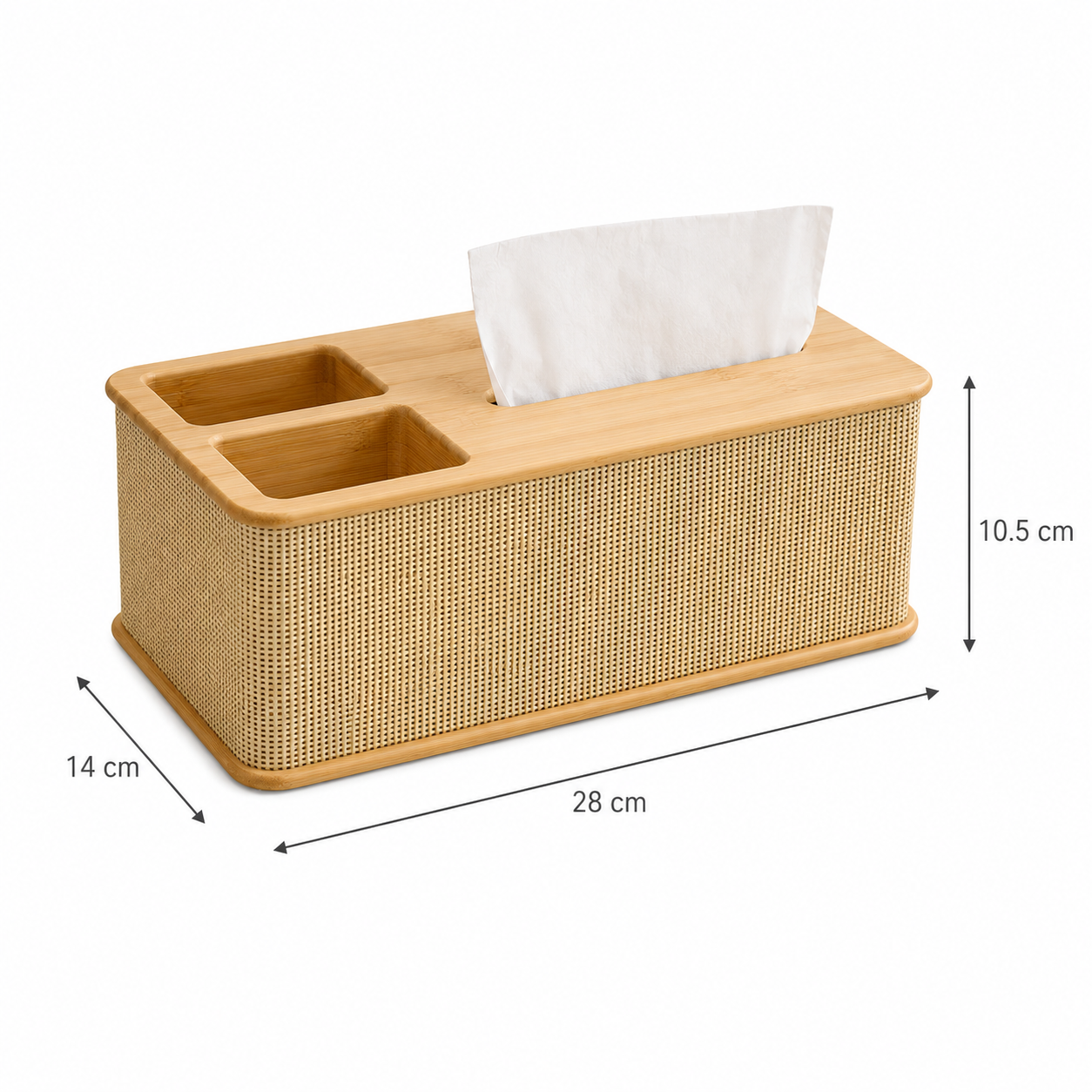 Bamboo Tissue Box Cover for Bathroom and Vanity alternate angle