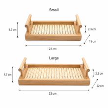 Rectangular Bamboo Serving Tray with Woven Base woven detail view