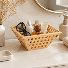 Openwork Bamboo Storage Basket close-up texture