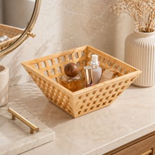 Openwork Bamboo Storage Basket alternate angle