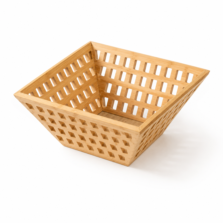 openwork bamboo storage basket product view