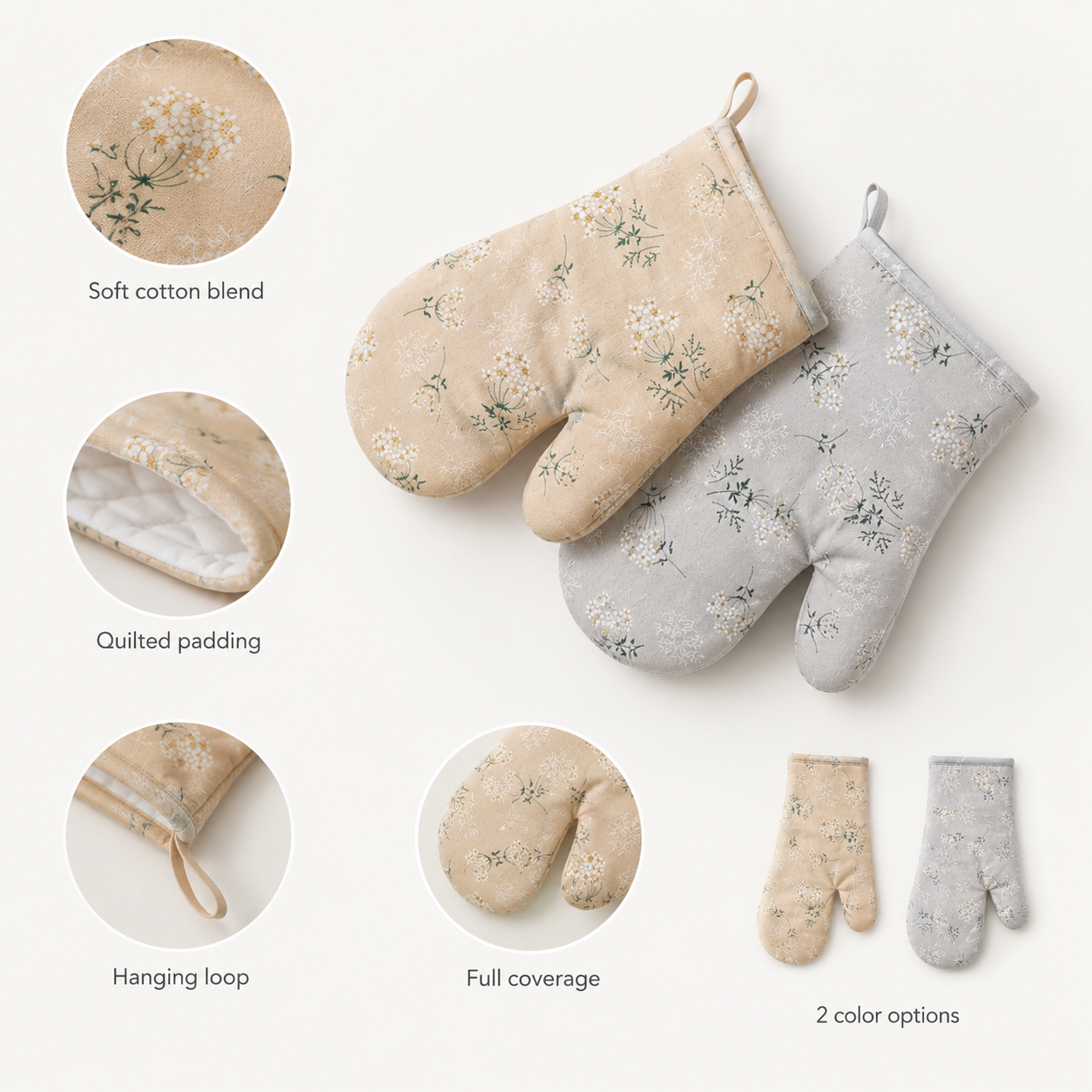 Floral Oven Mitt for Everyday Kitchen Use alternate angle