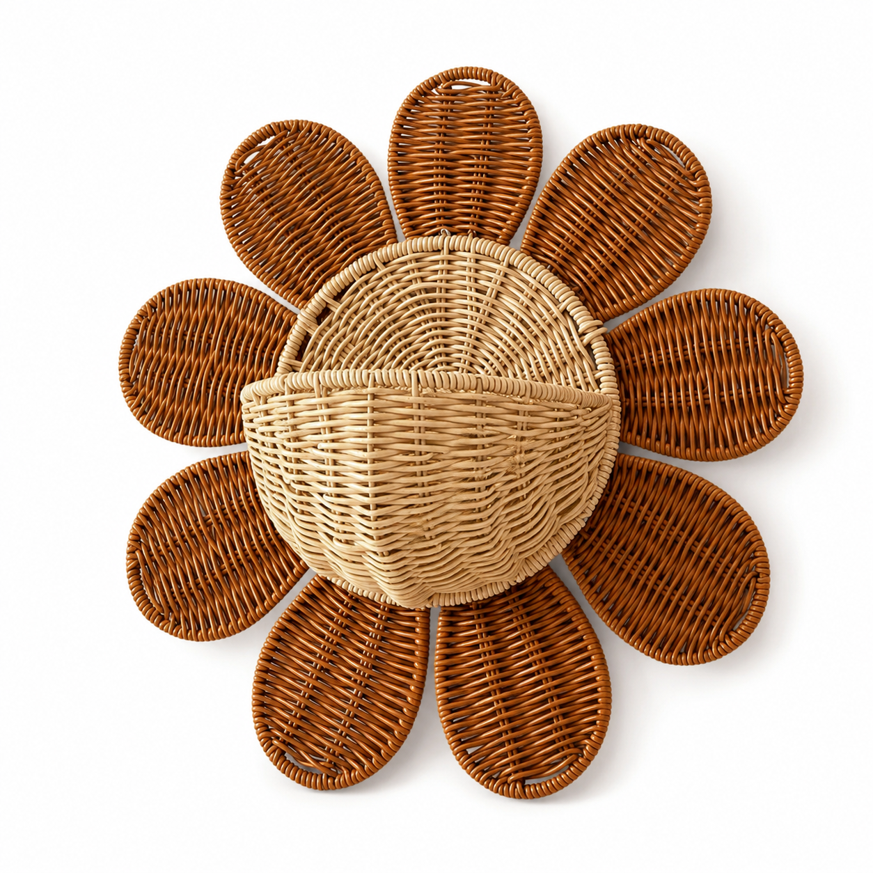 Sunflower Wall Basket | Woven Rattan Hanging Storage