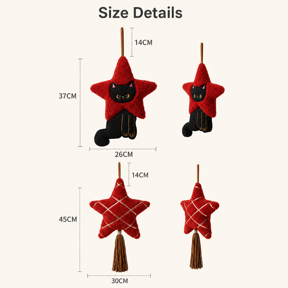 Red Plush Star Hanging Ornament | Cat & Tassel Designs