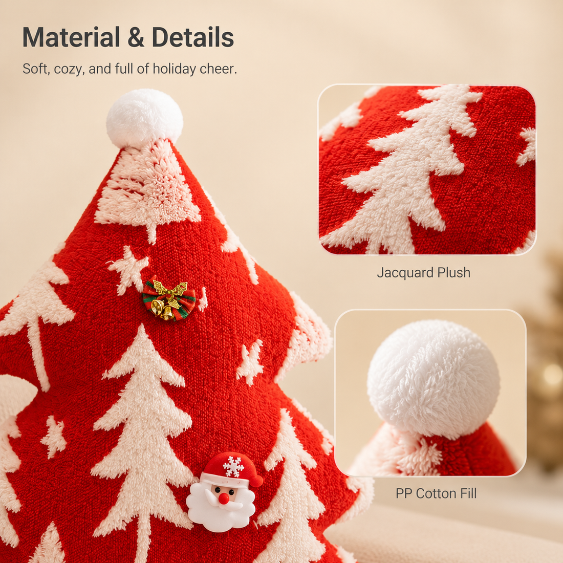 Christmas Tree Pillow 50cm | Plush Holiday Cushion