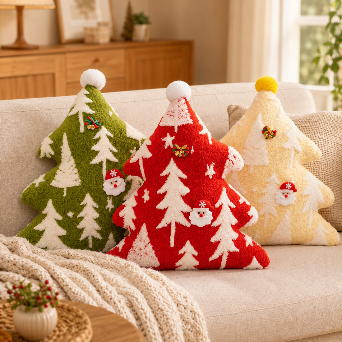 Christmas Tree Pillow 50cm | Plush Holiday Cushion
