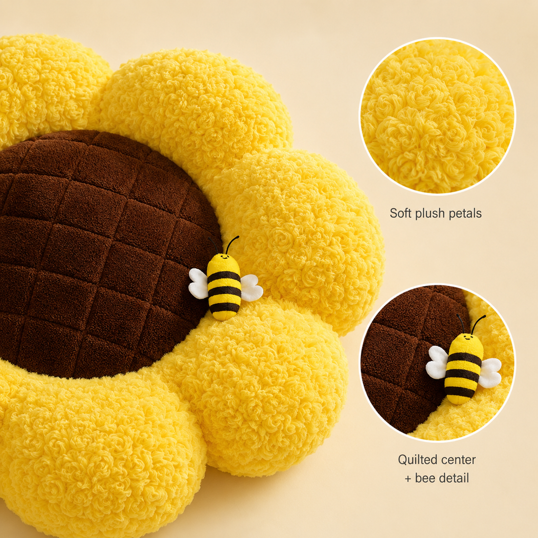 50cm Sunflower Floor Cushion | Plush Flower Seat Pillow