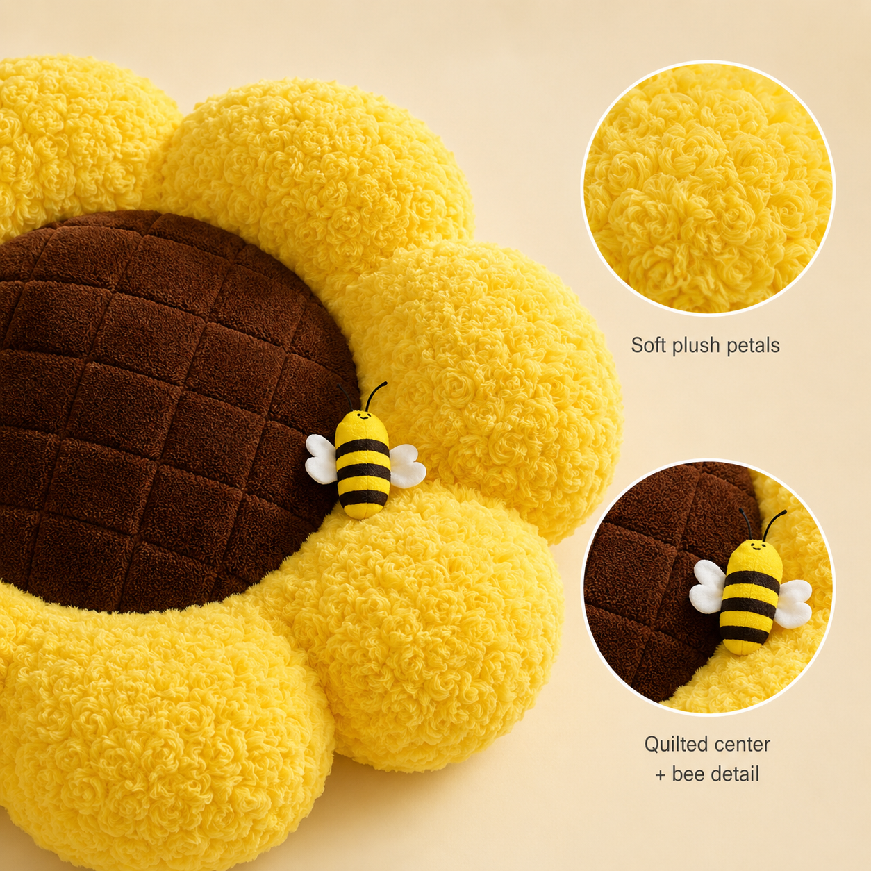50cm Sunflower Floor Cushion | Plush Flower Seat Pillow