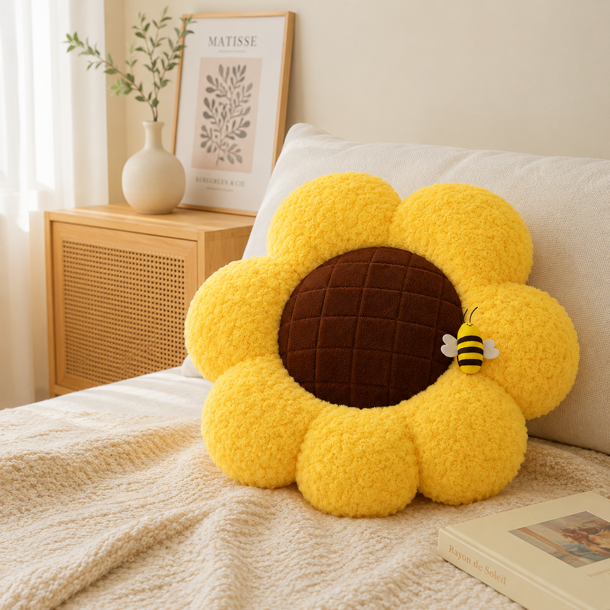 50cm Sunflower Floor Cushion | Plush Flower Seat Pillow