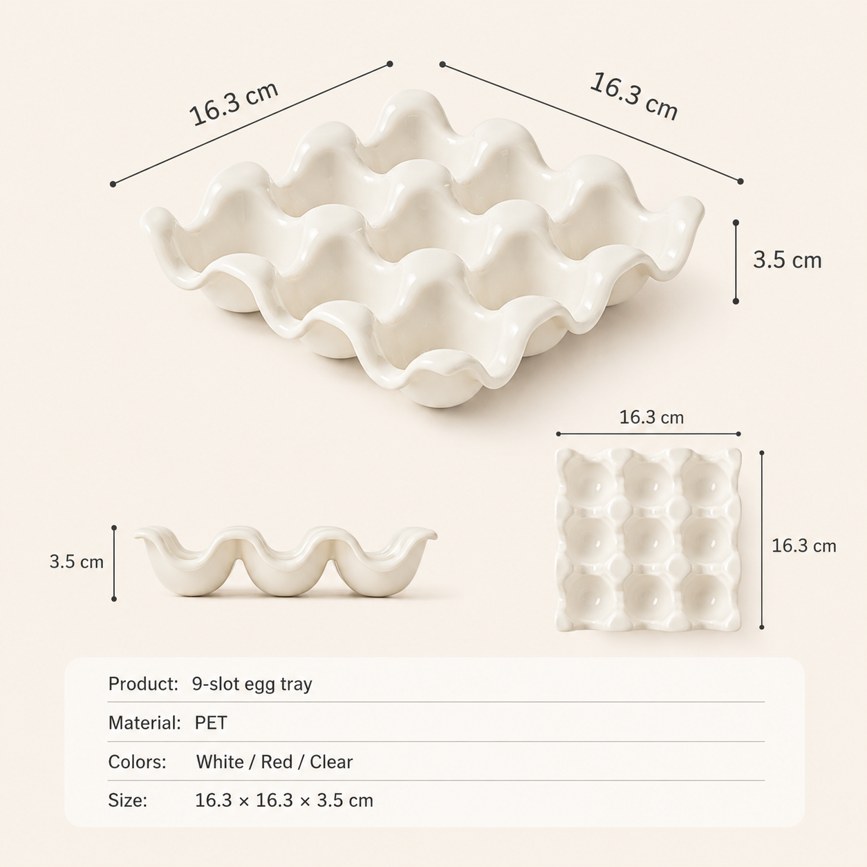 9-Egg Refrigerator Tray | Stackable PET Egg Holder