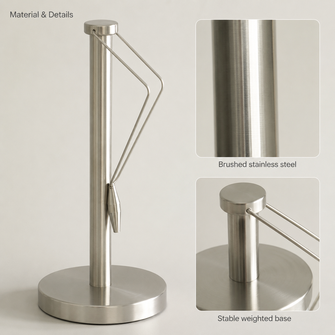 Stainless Steel Paper Towel Holder with Tension Arm