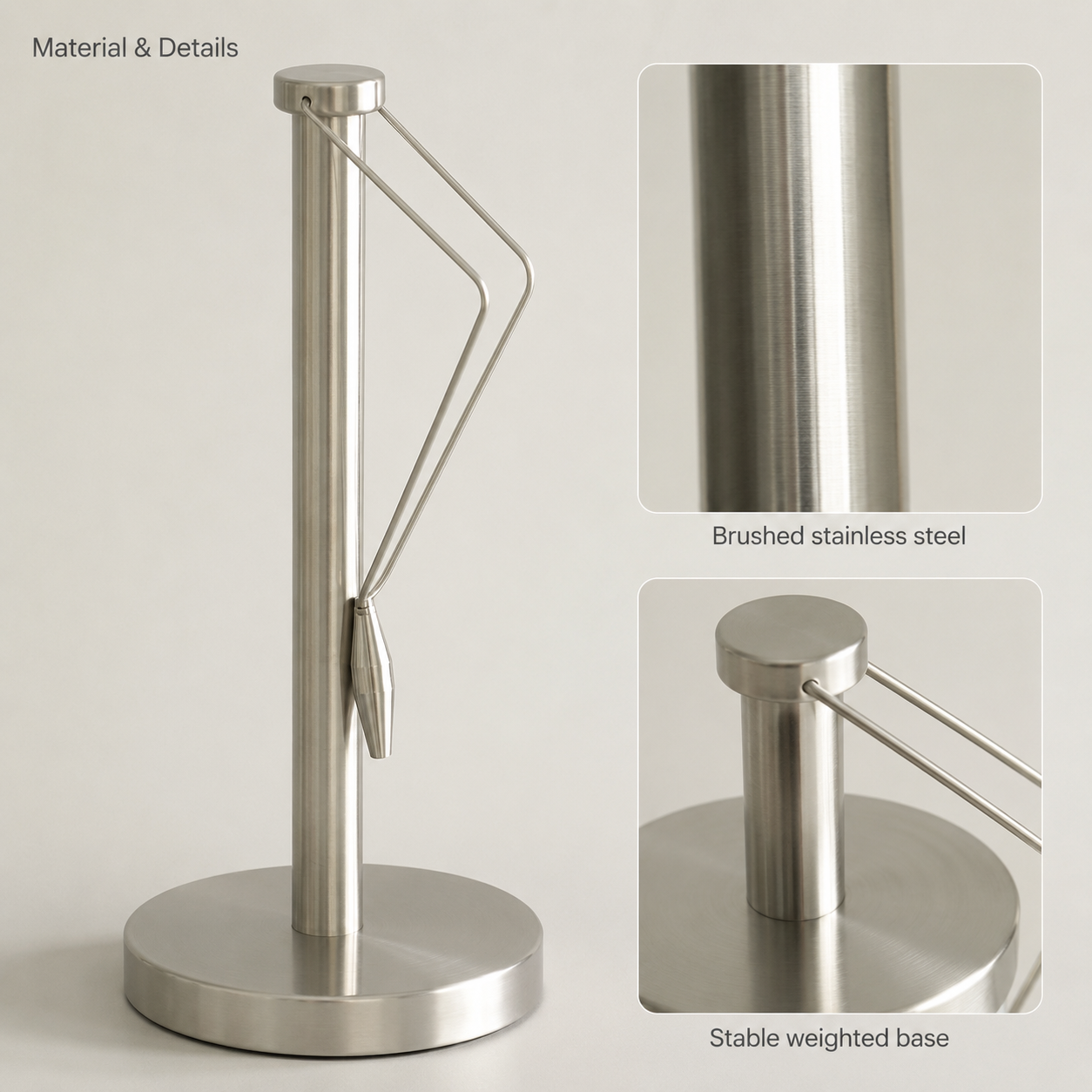 Stainless Steel Paper Towel Holder with Tension Arm