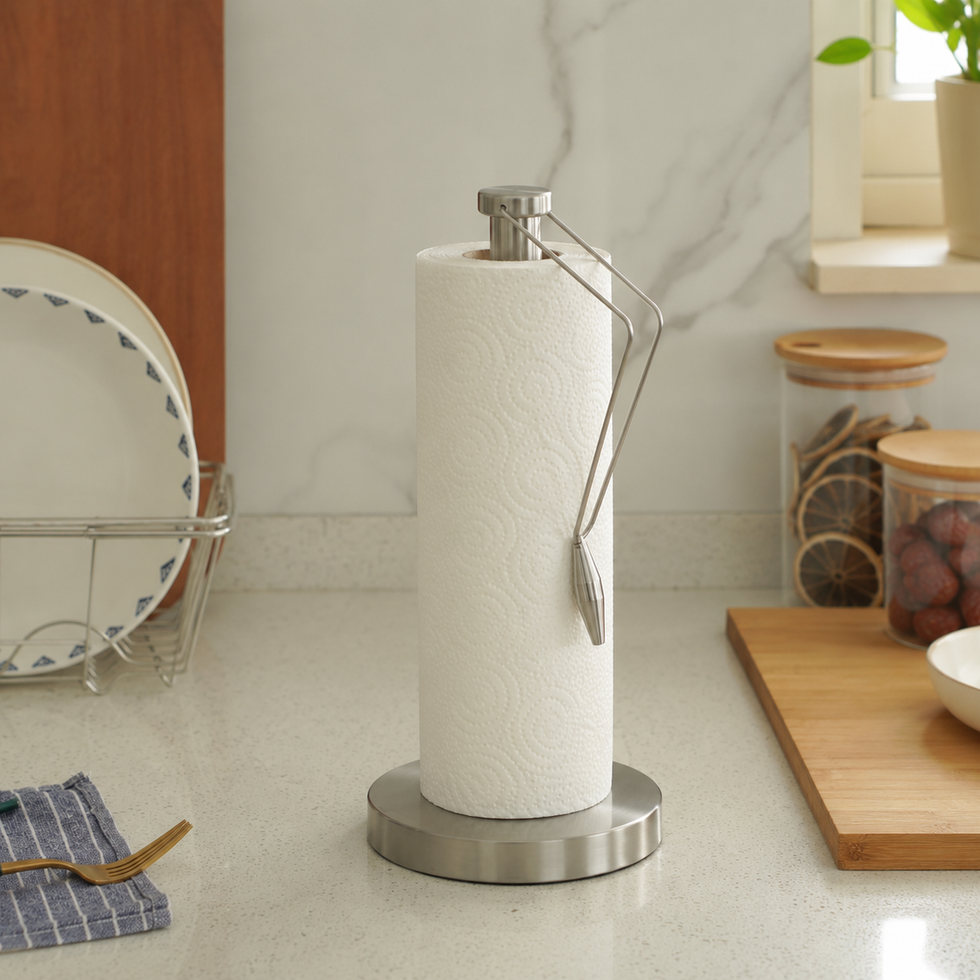Stainless Steel Paper Towel Holder with Tension Arm
