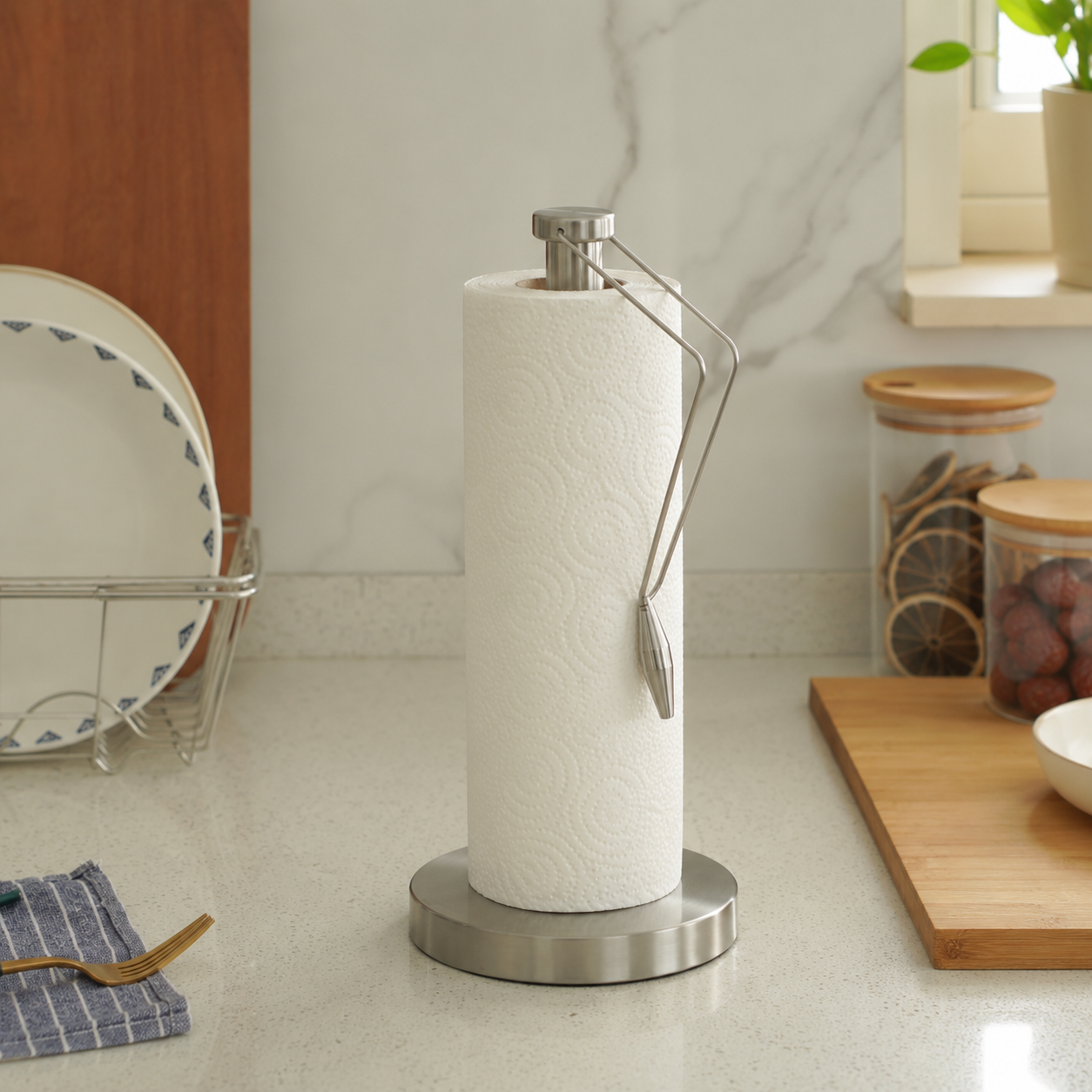 Stainless Steel Paper Towel Holder with Tension Arm
