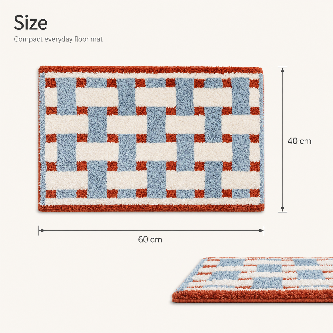Geometric Tufted Rug 40×60cm | Machine Washable Mat