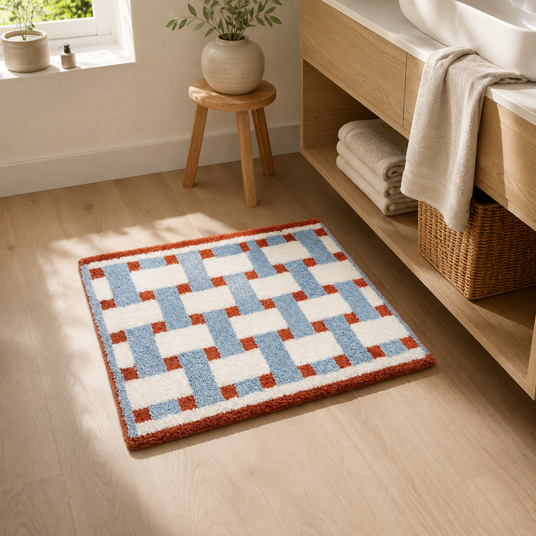 Geometric Tufted Rug 40×60cm | Machine Washable Mat
