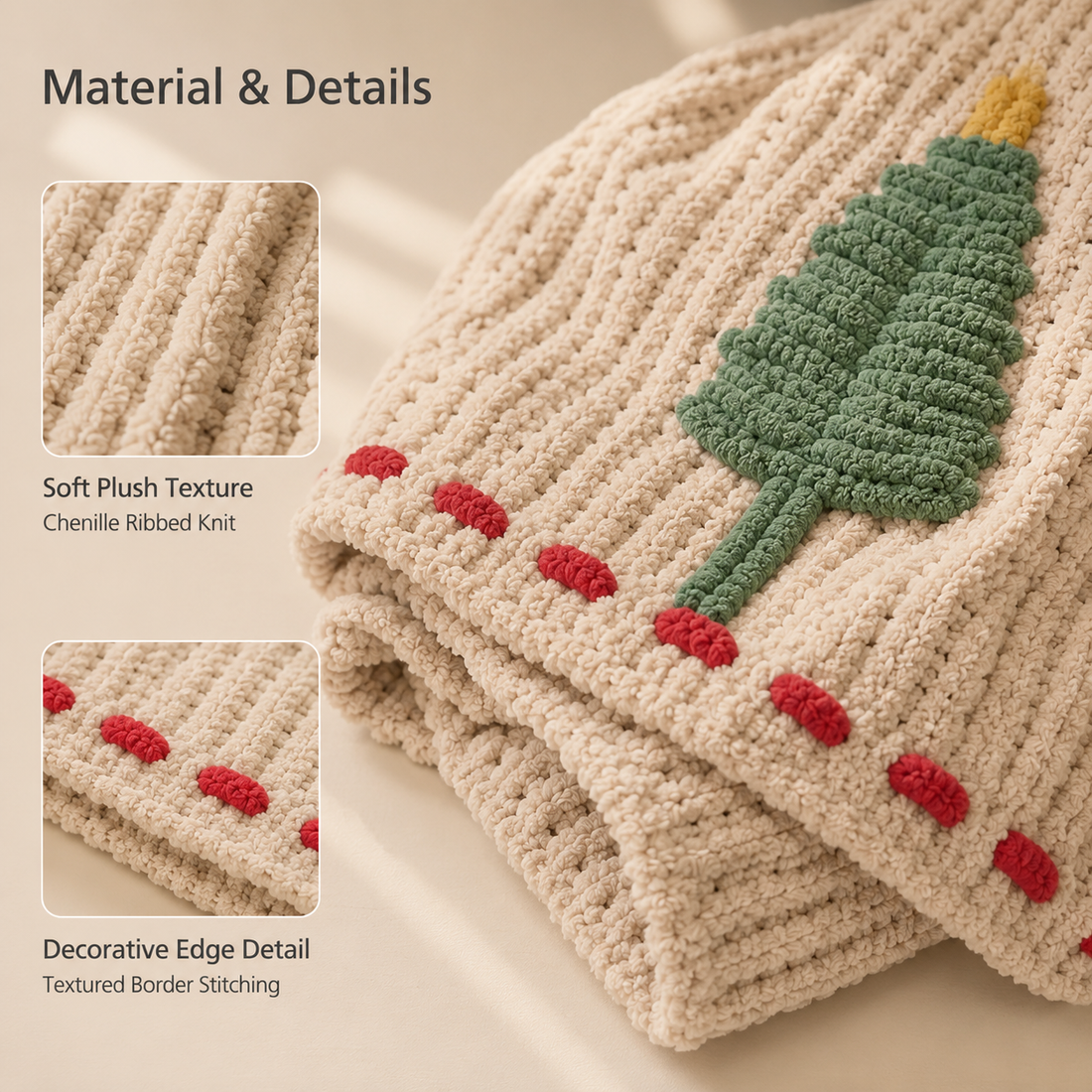 Christmas Tree Throw Blanket 130×160cm | Plush Holiday Decor