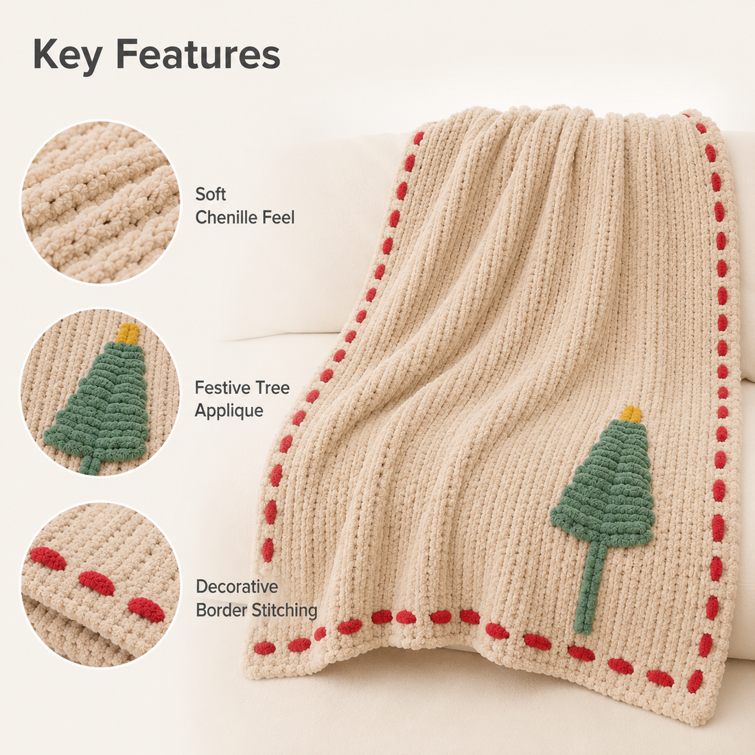 Christmas Tree Throw Blanket 130×160cm | Plush Holiday Decor