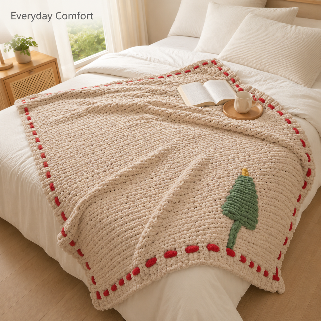 Christmas Tree Throw Blanket 130×160cm | Plush Holiday Decor