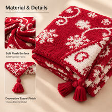 Christmas Snowflake Throw Blanket 130×150cm | Red Plush