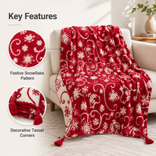 Christmas Snowflake Throw Blanket 130×150cm | Red Plush